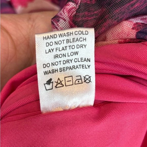 Revolve more to come marina ruched mesh floral pink mini dress size small - Picture 6 of 15